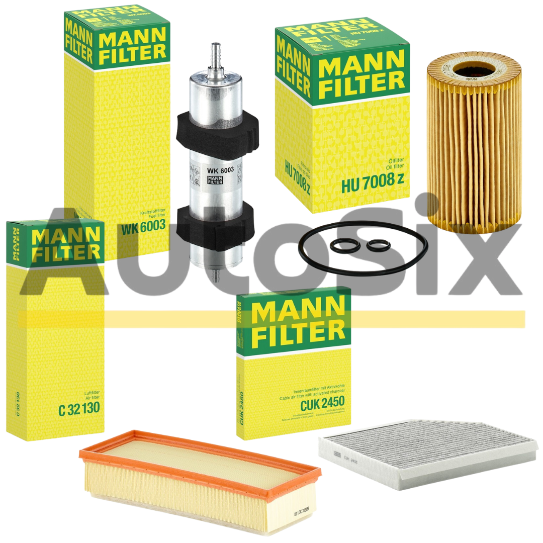 Pachet Revizie Filtre MANN-FILTER pentru Audi A4 B8 / A5 8T / Q5 8R 2.0 TDI (177 CP) – Cod Motor CGLC – C 32 130 + CUK 2450 + HU 7008 Z + WK 6003