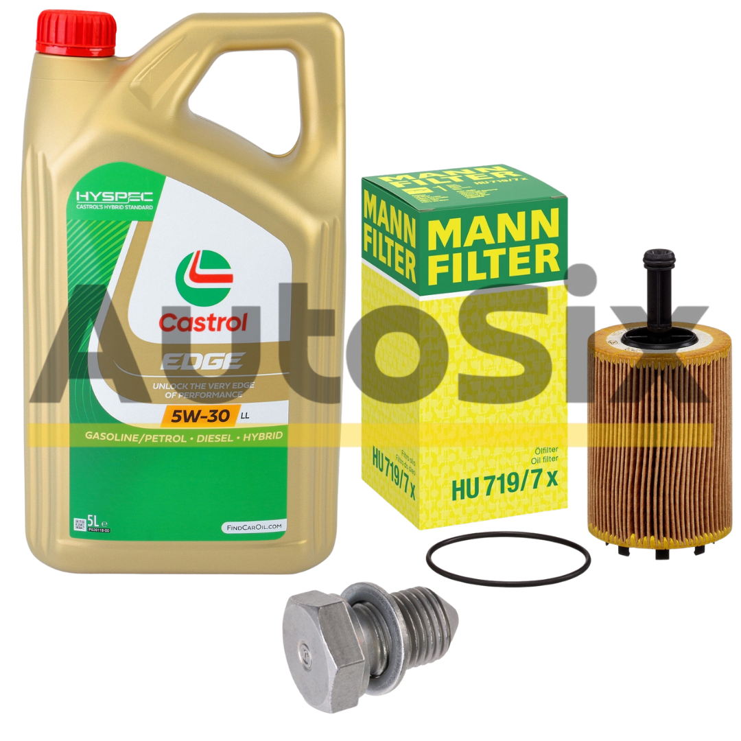 Pachet revizie ulei și filtru ulei MANN-FILTER HU719/7X + ULEI MOTOR CASTROL EDGE LL 5W30 5L + șurub baie ulei Febi 15374 – Audi A6 C6 (4F2) 2.0 TDI