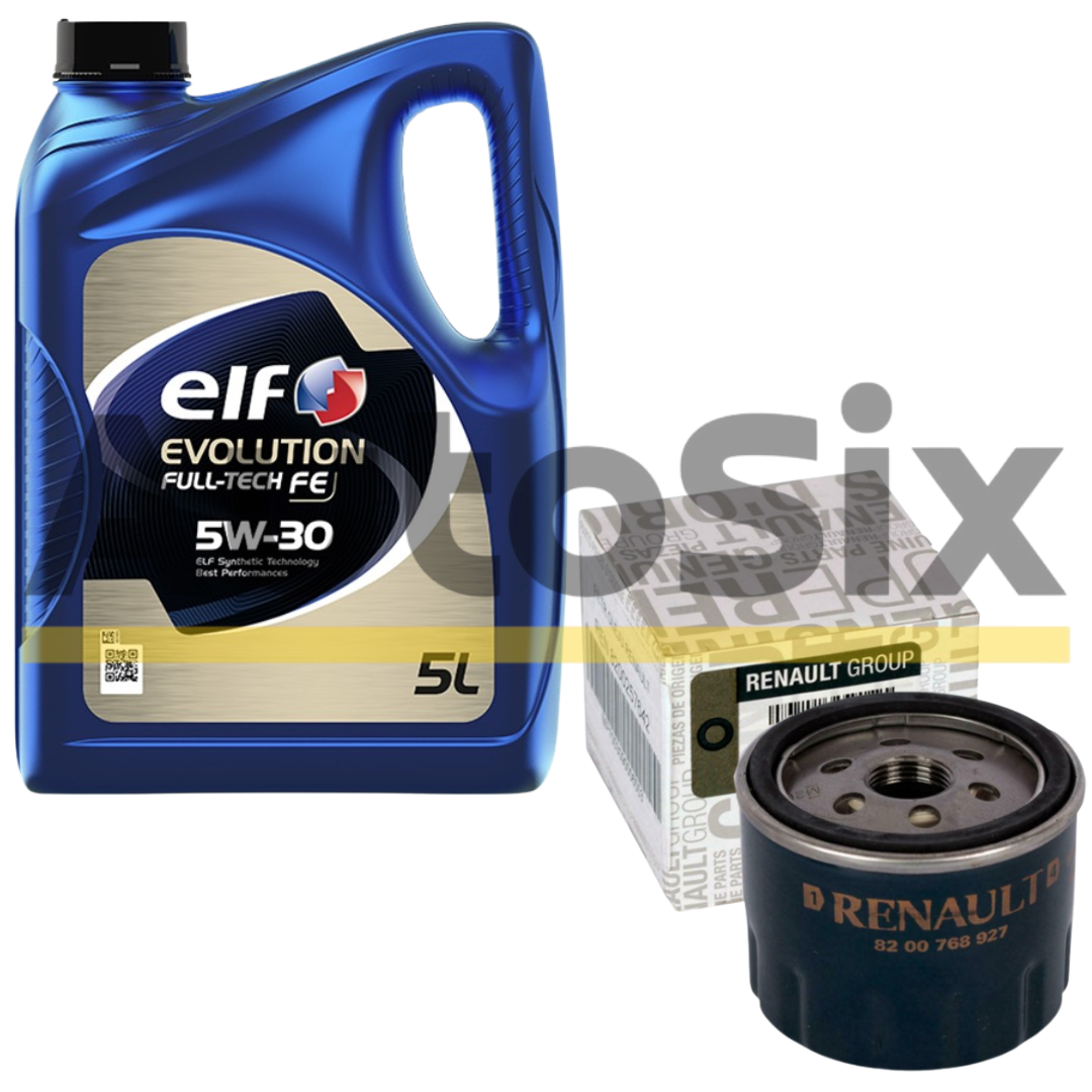 Pachet revizie ulei RENAULT OE 8200768927 + ELF EVOLUTION FULLTECH FE 5W30 5L – Dacia Duster 1.5 dCi K9K (2010–2018)