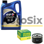 Pachet revizie ulei + filtru ulei MANN-FILTER W75/3 + ELF EVOLUTION FULL-TECH FE 5W30 5L – Dacia Duster I (HS_) 2010–2018 – 1.6 16V K4M (K4M 606/616/642/646/690/694/696/842/896) + LPG/4x4/Hi-Flex