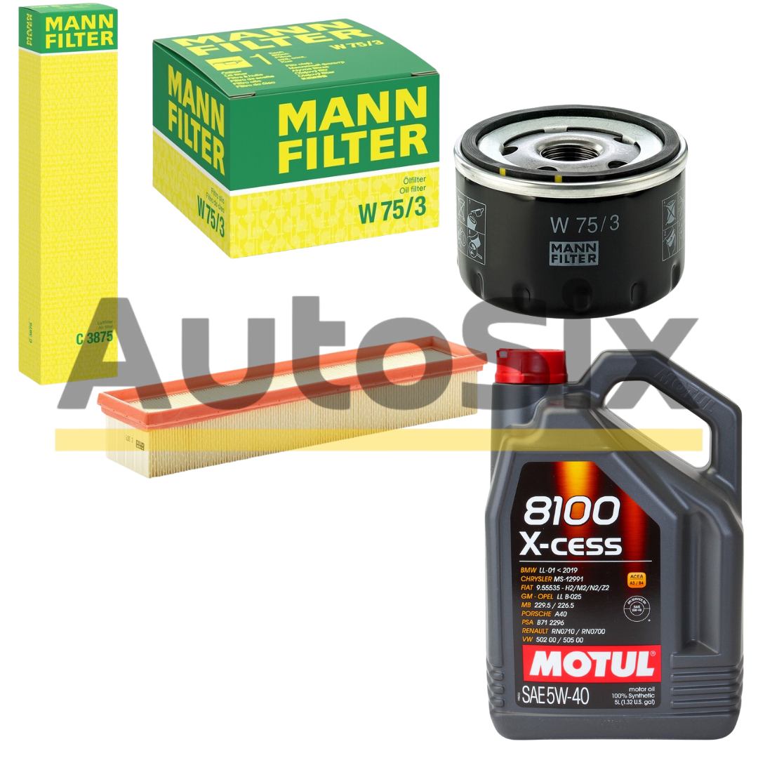 Pachet Schimb Ulei Dacia Logan 1.5 dCi (2005–2013) Ulei Motul 8100 X-cess 5W-40 + Filtre MANN-FILTER