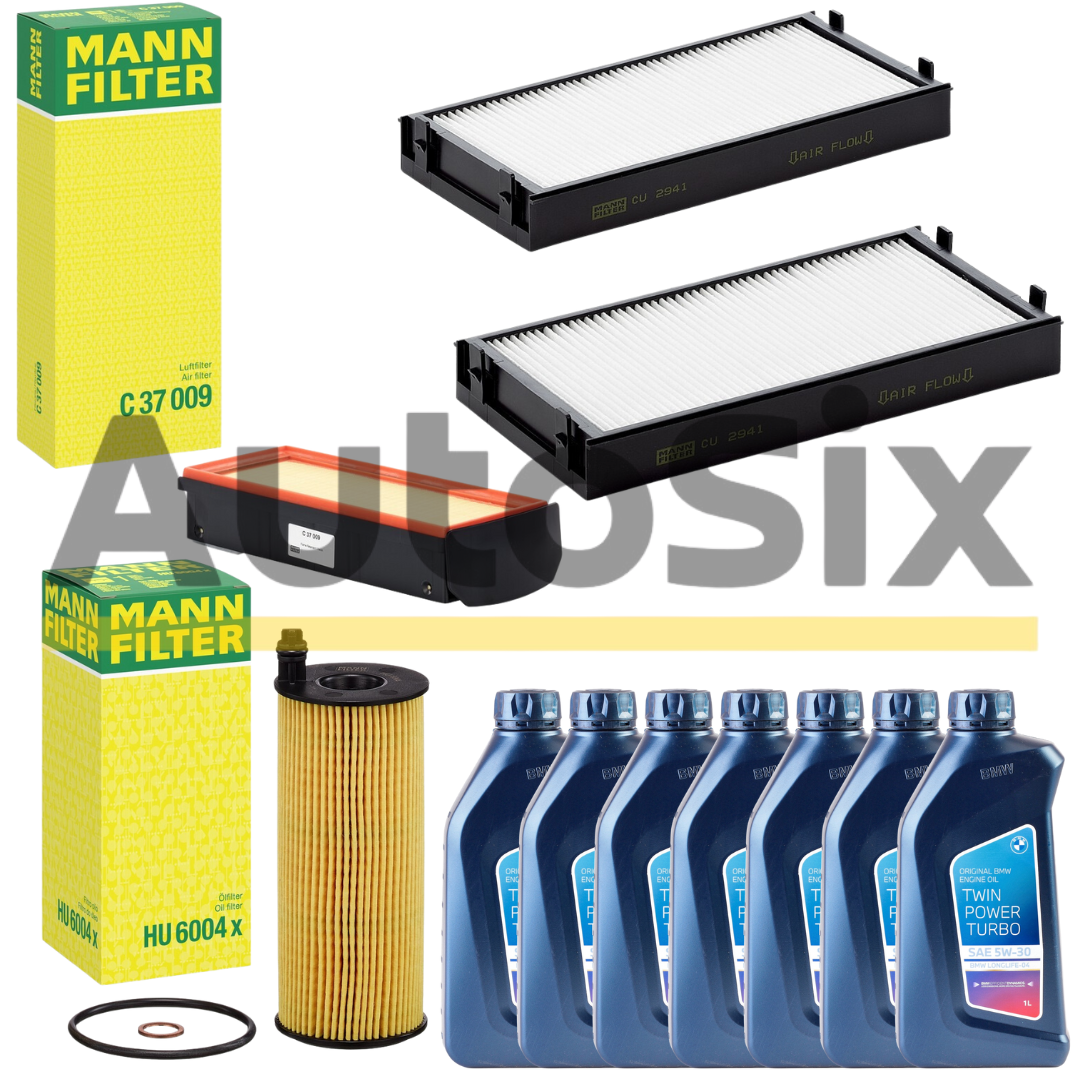 Pachet Revizie Ulei Original BMW 5W30 LL-04 7L + Filtre MANN-FILTER pentru BMW X5 F15 30dX & BMW X6 F16 30dX – motor N57N