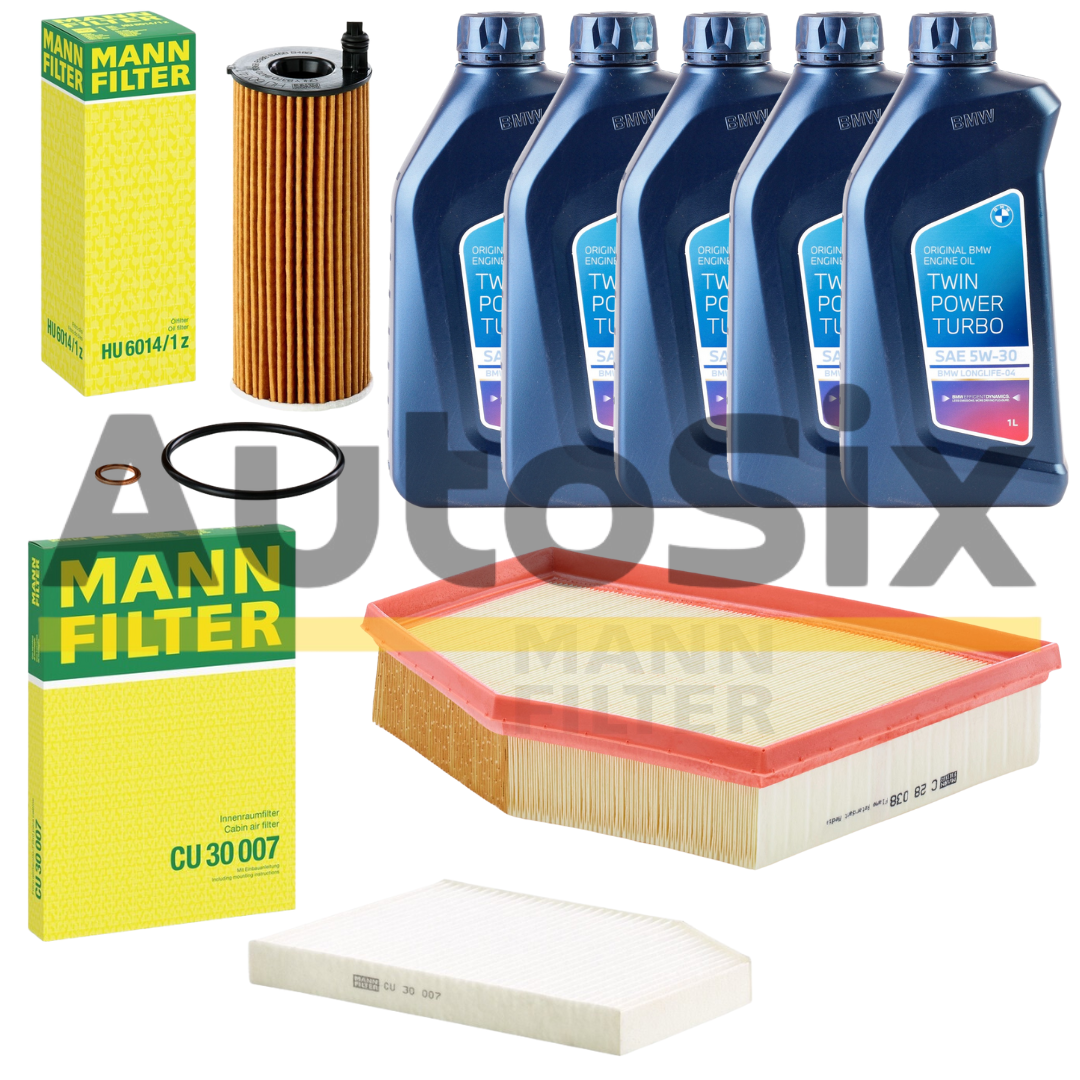 Pachet Revizie Ulei Original BMW 5W30 LL-04 5L + Filtre MANN-FILTER pentru BMW X3 G01 20dX & X4 G02 20dX – motor B47 / B47D