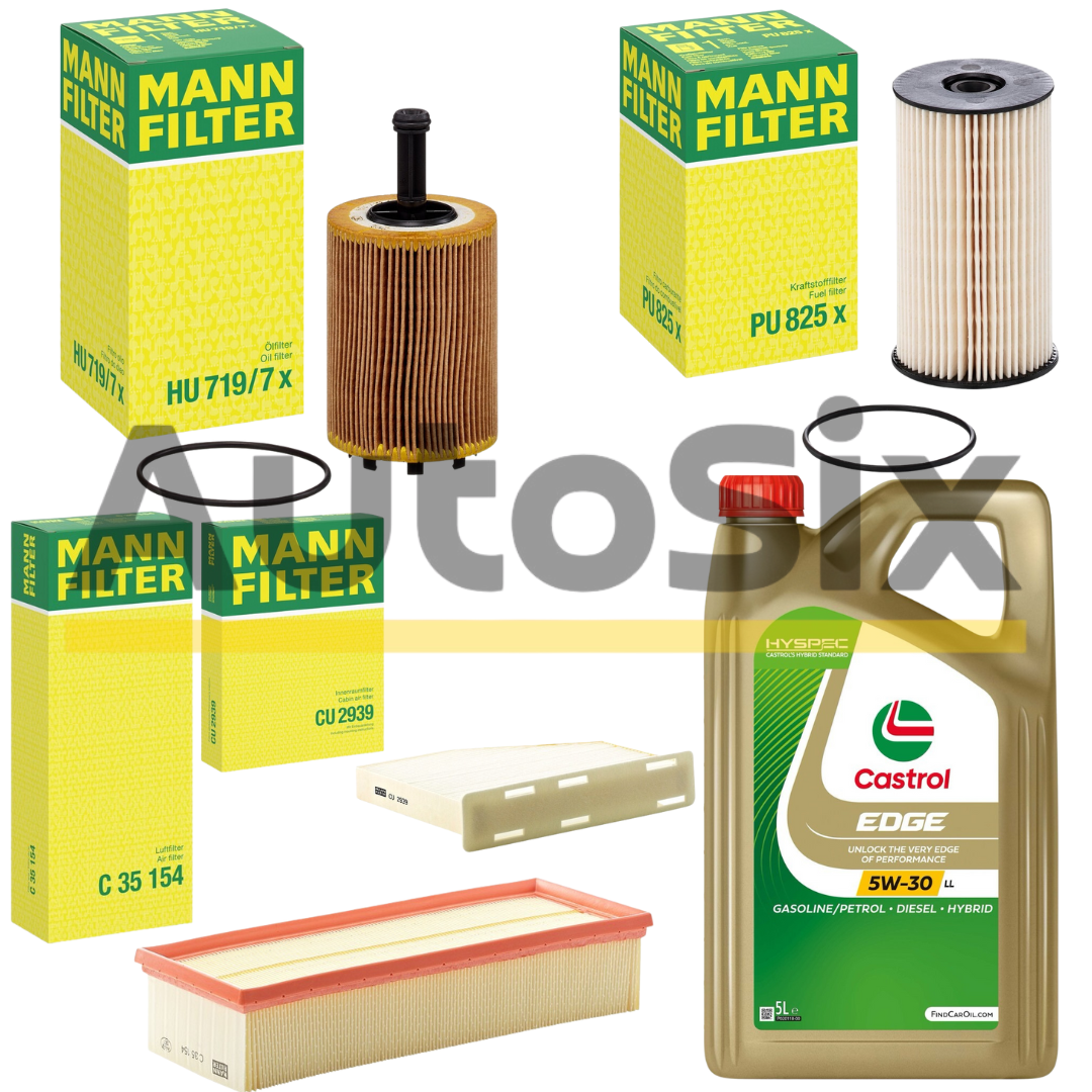 Pachet Revizie Premium VAG 1.6/1.9/2.0 TDI – Castrol EDGE 5W-30 LongLife + Filtre MANN