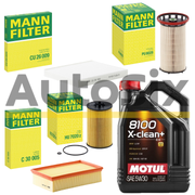 Pachet Revizie Ulei MOTUL 8100 X-Clean+ 5W30 + Filtre MANN pentru Audi A3 2012–2020 1.9 TDI 143CP