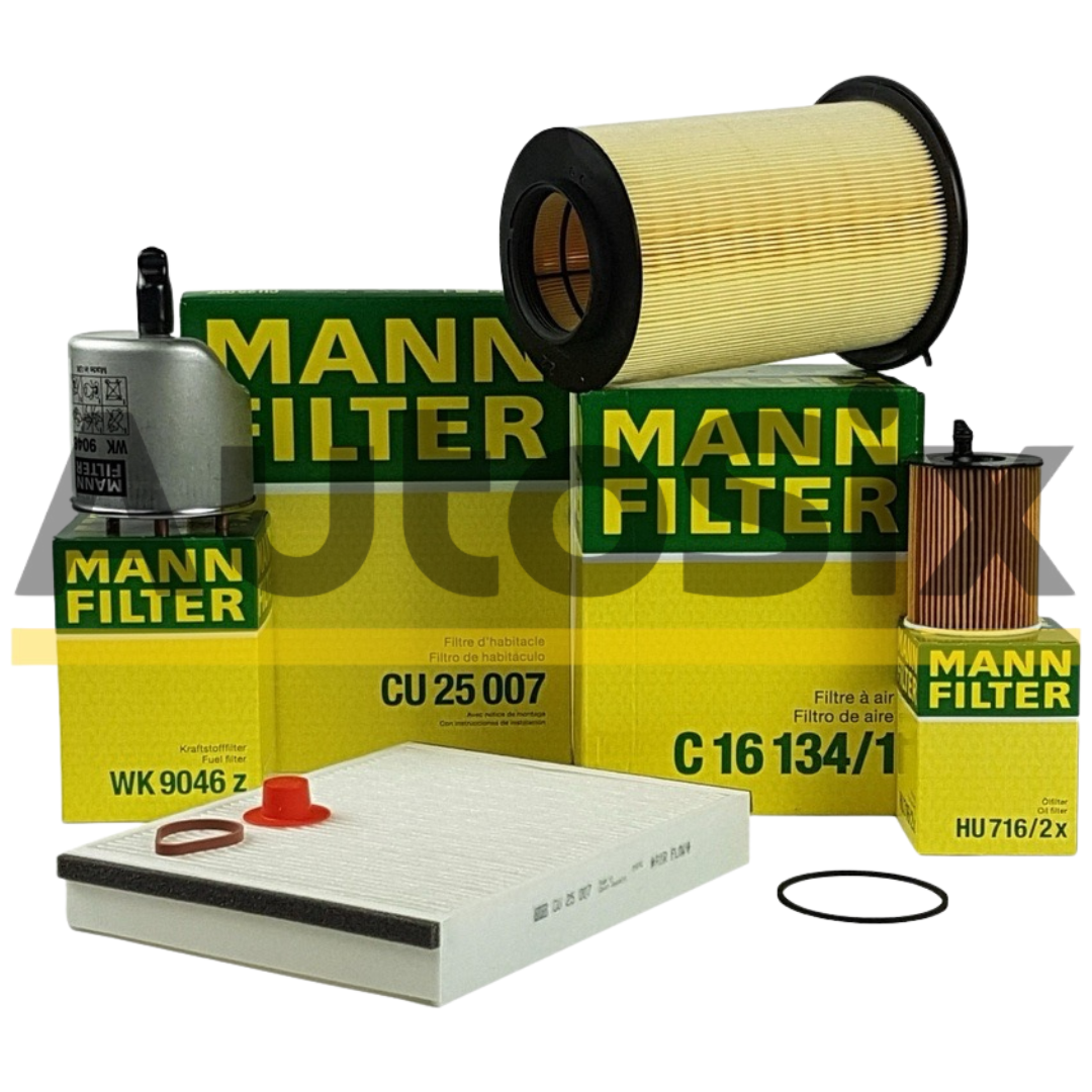 Pachet Revizie Filtre Aer + Polen + Ulei + Combustibil Mann Filter Ford Focus 3 2010–2020 1.6 TDCI – C16134/1 + CU25007 + HU716/2X + WK9046Z