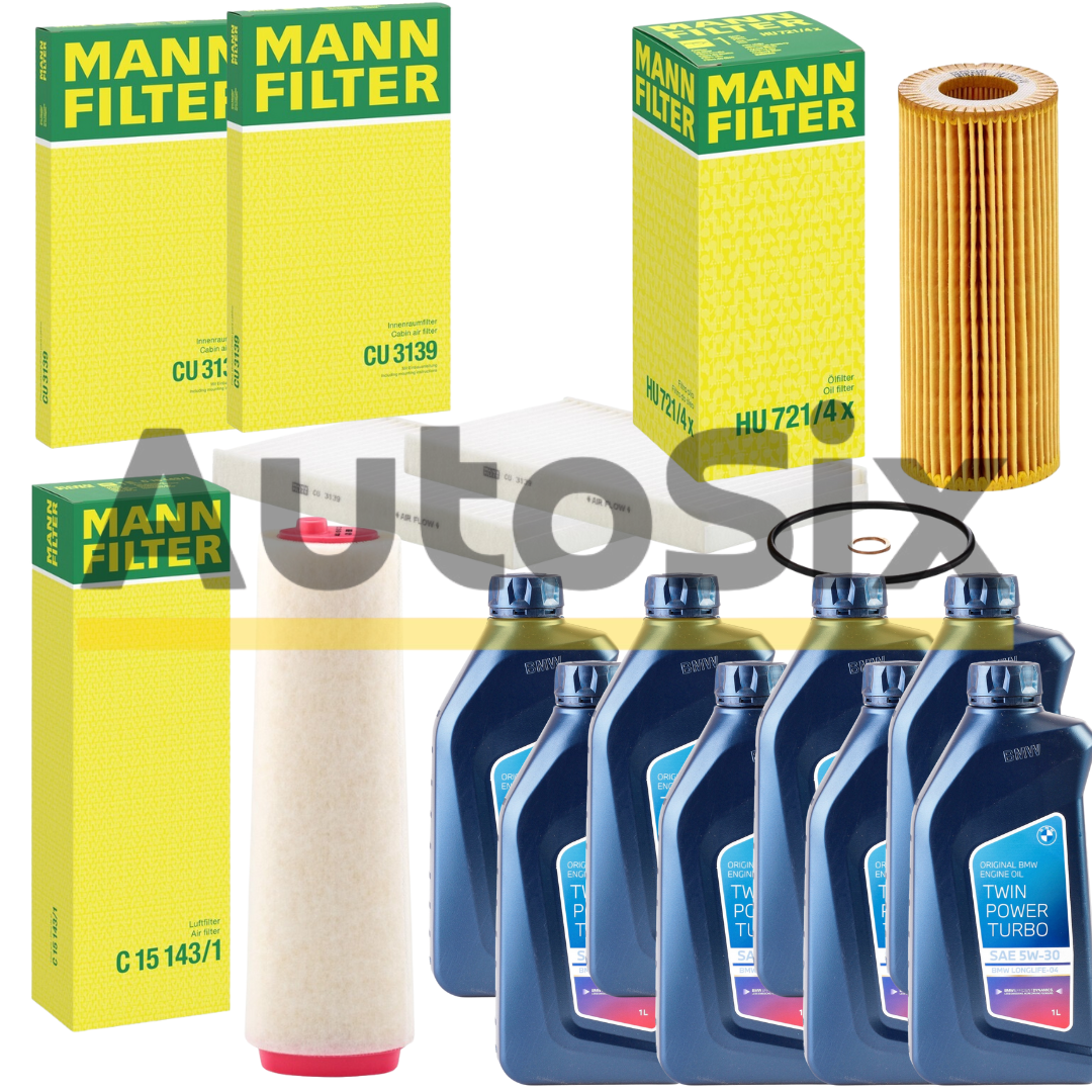 Pachet Schimb Ulei BMW 525d / 530d E60 E61 – motor M57N2 (BMW Twin Power Turbo 5W30 LL-04 + Filtre MANN-FILTER)