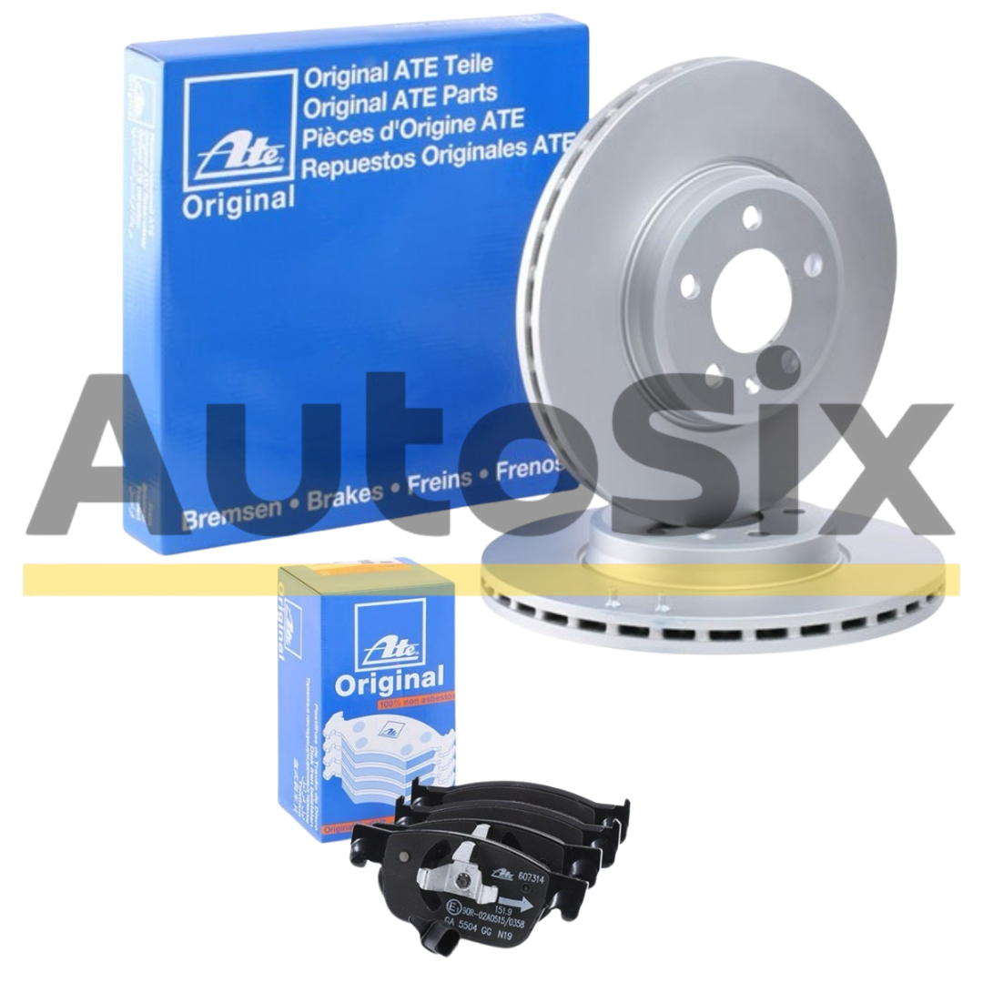 Set Frână Față Disc + Plăcuțe ATE Audi A4 B9 / A5 B9 – 314 mm Ventilat, Cu Senzor Uzură – 24.0125-0184.1 + 13.0460-7314.2