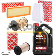 Pachet revizie ulei si filtre grupul VAG - VW AUDI SKODA SEAT 1.9TDI și 2.0TDI - ulei Motul 8100 X-clean+ si filtre FEBI